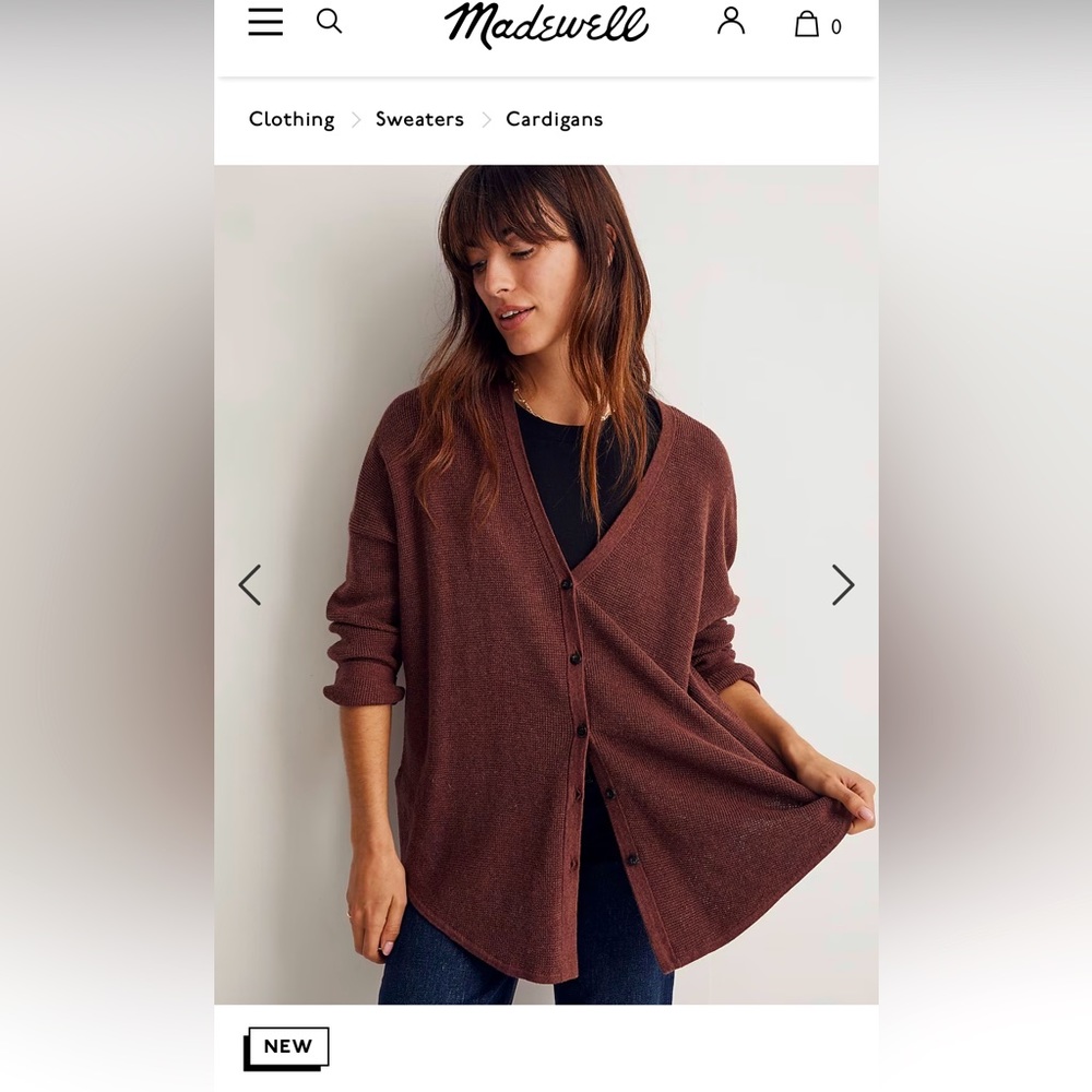 Madewell waffle knit oversized cardigan, size M